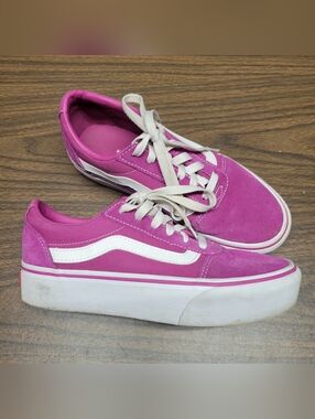 Vans Pink And White Old Skool Platform Sneakers